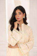 Abeera Stitched Co Ords Cotton Solid Edit-Ivory Dune-Se-08