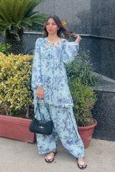 Urban Cut Stitched 2 Piece Cotton Printed Co- Ord Set with Farshi Salwar