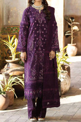 Johra Gold Unstitched 3 Piece Swiss Voil Emb Suit-JH-142
