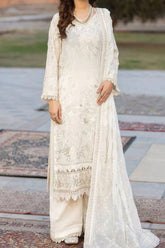 Johra Gold Unstitched 3 Piece Swiss Voil Emb Suit-JH-144