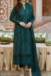 Johra Gold Unstitched 3 Piece Swiss Voil Emb Suit-JH-145