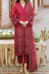 Johra Gold Unstitched 3 Piece Swiss Voil Emb Suit-JH-147