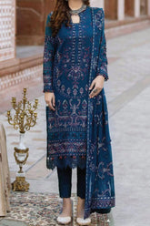 Johra Gold Unstitched 3 Piece Swiss Voil Emb Suit-JH-148