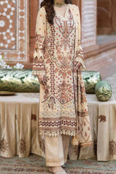 Johra Gold Unstitched 3 Piece Swiss Voil Emb Suit-JH-149