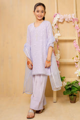 Shop Sequence Embroidered Net 3 Pc Suit???stylish, elegant, and comfortable kids' formal dress.