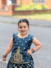 Khanak Stitched Kids-Teal Lehenga Choli-KL002