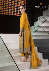 Asim Jofa Rang e Noor Ajrn-28 Embroidered Lawn Silk 3 Pcs