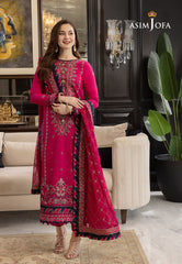 Asim Jofa Rang e Noor Ajrn-30 Embroidered Lawn Silk 3 Pcs