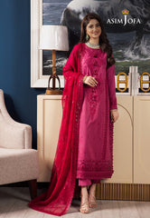 Asim Jofa Rang e Noor Ajrn-15 Embroidered Lawn Silk 3 Pcs