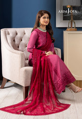 Asim Jofa Rang e Noor Ajrn-15 Embroidered Lawn Silk 3 Pcs