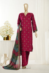 Bin Saeed Stitched 3 Piece Exclusive Printed Lawn Vol-10 Suit- LSM-2958-MAROON