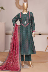 Bin Saeed Stitched 3 Piece Exclusive Printed Frock-LSM-3060-GREEN