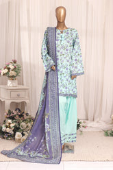 Bin Saeed Stitched 3 Piece Printed Lawn With Farshi Shalwar Vol-03 Suit-LSM-3341-FEROZI