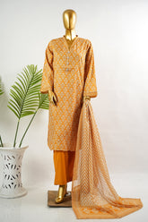 Bin Saeed Stitched 3 Piece Exclusive Printed Lawn Vol-16 Suit-LSM-3369-YELLOW