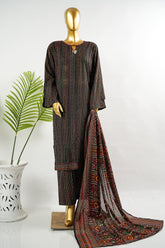 Bin Saeed Stitched 3 Piece Exclusive Printed Lawn Vol-16 Suit-LSM-3370-BLACK