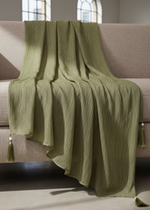 Nairah Crinkle Chiffon Dupatta Wrap-Olive Green Dupatta