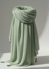Nairah Crinkle Chiffon Dupatta Wrap-Light Green Dupatta