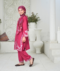 Suntex Stitched 3 Piece Kids Lawn Suit-SH-2658-Magenta