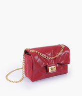 RTW Creation - Maroon quilted mini bag with chain