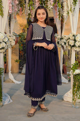 Elegant Chiffon Hand Adda Work 3 Pc Suit featuring a beautifully detailed maxi dress