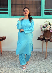 Tng By Md Stitched-Ansha Co-Ord Set | Aqua Blue