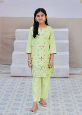 Khanak Stitched Kids-Mint Green Embroidered 2Pcs Suit KST 127