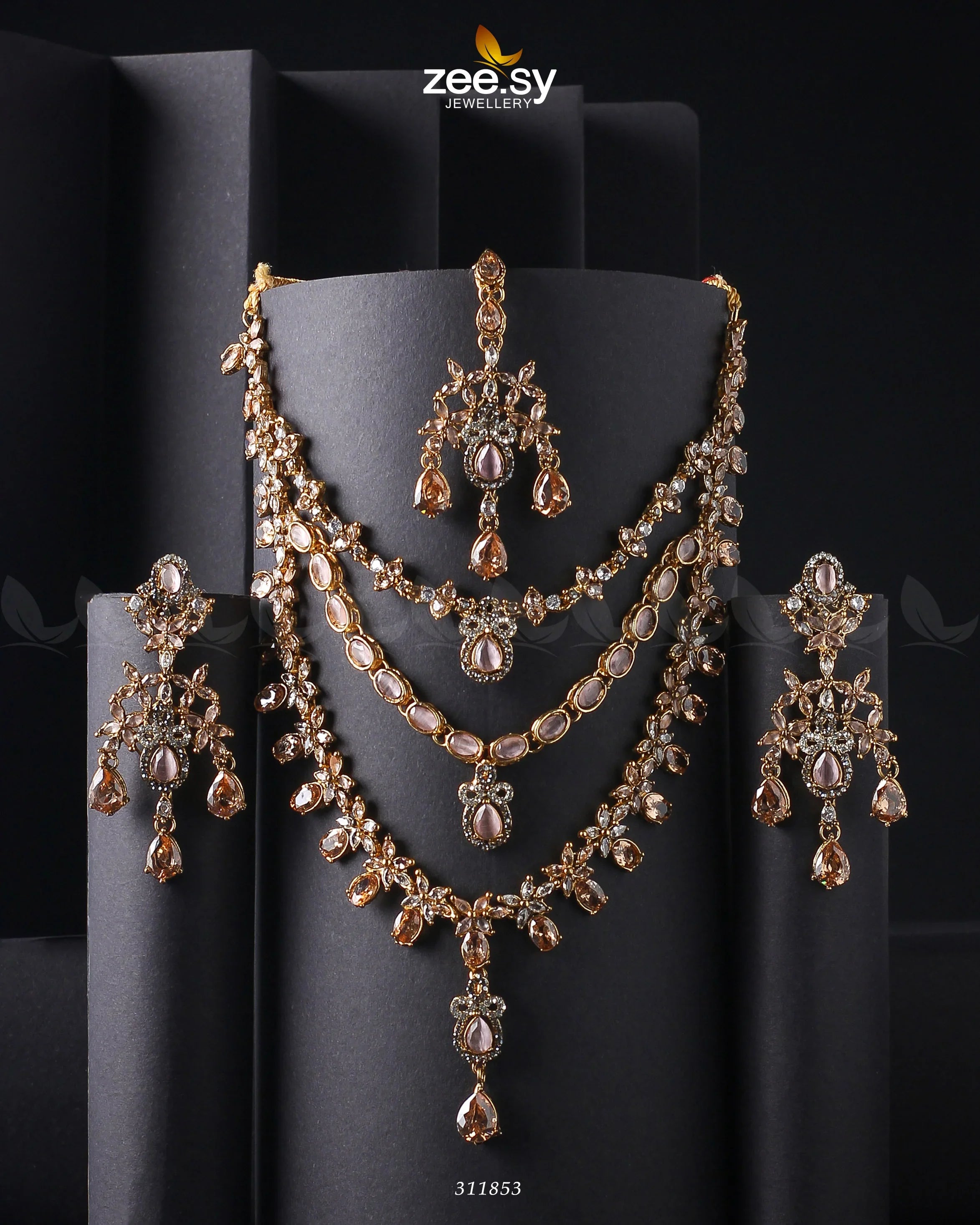 Sonya's Necklace Set Golden Pink - Zeesy Jewellery