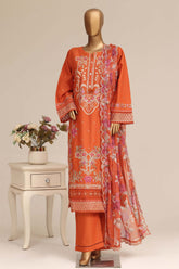 Sada Bahar Stitched 3 Piece Luxury Emb Festive Vol-07 Suit-LEL7-MK-2515-RUST