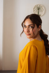 The Abstract Affair By Qariney Stitched 2 Piece Winter Collection'2024-Mustard