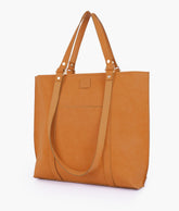 RTW Creation - Mustard mocha suede double-handle tote
