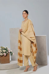 Dressline Un Stitched 3 Pcs Luxury Leather Peach Collection