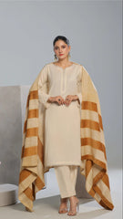 Dressline Un Stitched 3 Pcs Luxury Leather Peach Collection