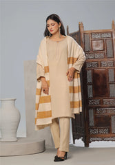 Dressline Un Stitched 3 Pcs Luxury Leather Peach Collection