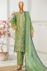 Bin Saeed Stitched 3 Piece Exclusive Emb Lawn Vol-02 Suit-NSM-2817-GREEN