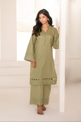 Abeera Stitched Co Ords Cotton Solid Edit-Olive Mist-Se-02