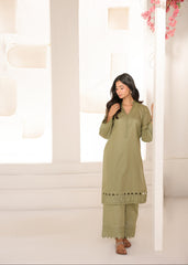 Abeera Stitched Co Ords Cotton Solid Edit-Olive Mist-Se-02