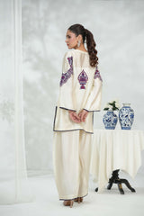 Silcot Stitched 2 Piece Silk Collection-pristine ivory silk