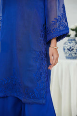 Silcot Stitched 3 Piece Silk Collection-Royal Azure Aura