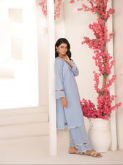 Abeera Stitched Co Ords Cotton Solid Edit-Blue Breeze-Se-04