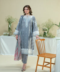 Luxe Edit By Kaanthaa Unstitched 3 Piece Summer Suit-KUNEP-3P-004 GRAY-LAWN UNSTITCHED 3PC