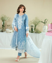 Luxe Edit By Kaanthaa Unstitched 3 Piece Summer Suit-KUNEP-3P-003 SKY BLUE-LAWN UNSTITCHED 3PC