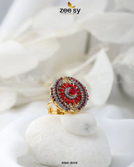 Zircon Cluster Ring-8245 Red - Zeesy Jewellery