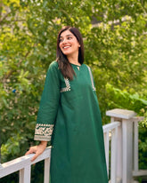 Tiraz Stitched 2 Piece Summer Suit-Aswad (Green)