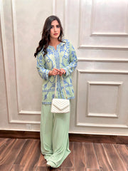 Allechant By Manahils Stitched 2 Piece Georgette Collection'2025-Apple Green Embroidered With Elephant Pants