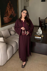 Allechant By Manahils Stitched Suit-Dark Burgundy