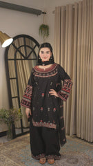 Tiraz Stitched 3 Piece Summer Suit-Gul