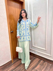 Allechant By Manahils Stitched 2 Piece Georgette Collection'2025-Apple Green Embroidered With Elephant Pants