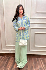 Allechant By Manahils Stitched 2 Piece Georgette Collection'2025-Apple Green Embroidered With Elephant Pants