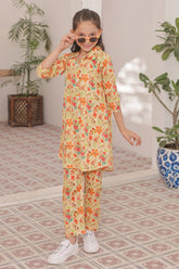 Khanak Stitched Kids-Pastel Cream 2pcs Printed Style Suit-KST 047