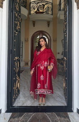 Allechant By Manahils Stitched Suit-Red Petal